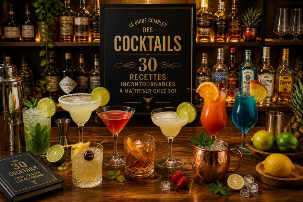 découvrez notre guide complet des cocktails avec 30 recettes incontournables à maîtriser chez vous pour épater vos amis et réussir toutes vos soirées.