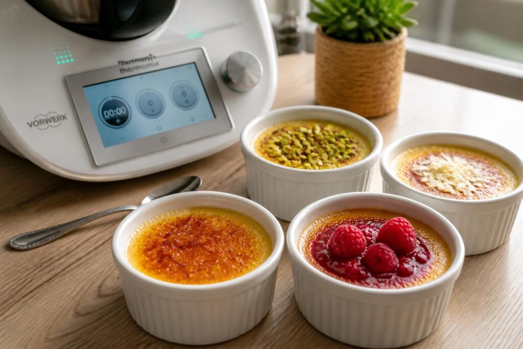 découvrez notre recette classique de crème brûlée vanille ainsi que des variantes faciles à réaliser avec votre thermomix pour un dessert gourmand et réussi.