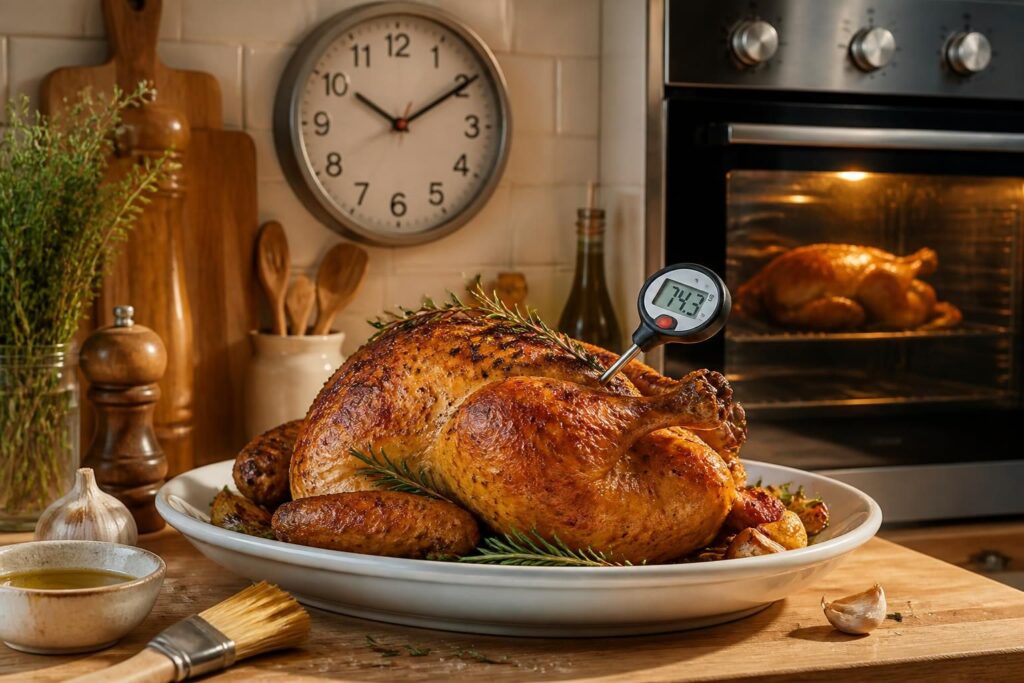 apprenez à cuire un poulet rôti au four parfaitement avec nos conseils sur le temps de cuisson, la température idéale et les meilleures techniques pour un résultat savoureux et doré.